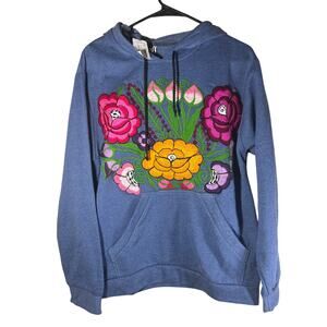 Native Embroidered Floral Hooded Sweatshirt, New with Tags, Size L